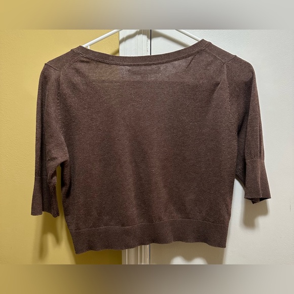 Old Navy Bundle of 2 Short Sleeve Crop V-Neck Button Cardigans:White & Brown(S) - Picture 4 of 9